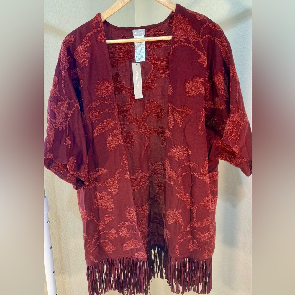 Chico's Burgundy Patterned Jacket NWT - image 4